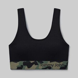 NWT Tommy John Cool Cotton Scoop Bralette Black Olive Camo S